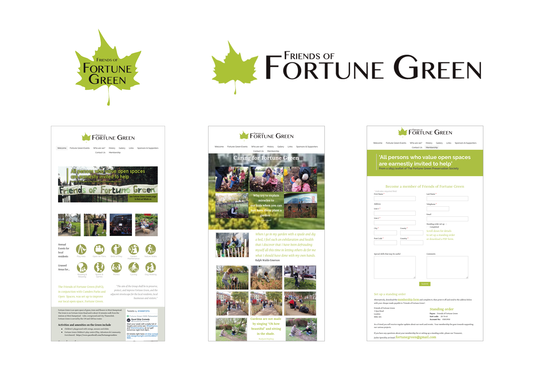 Fortune Green Open Space in West Hampstead. Website and Logo