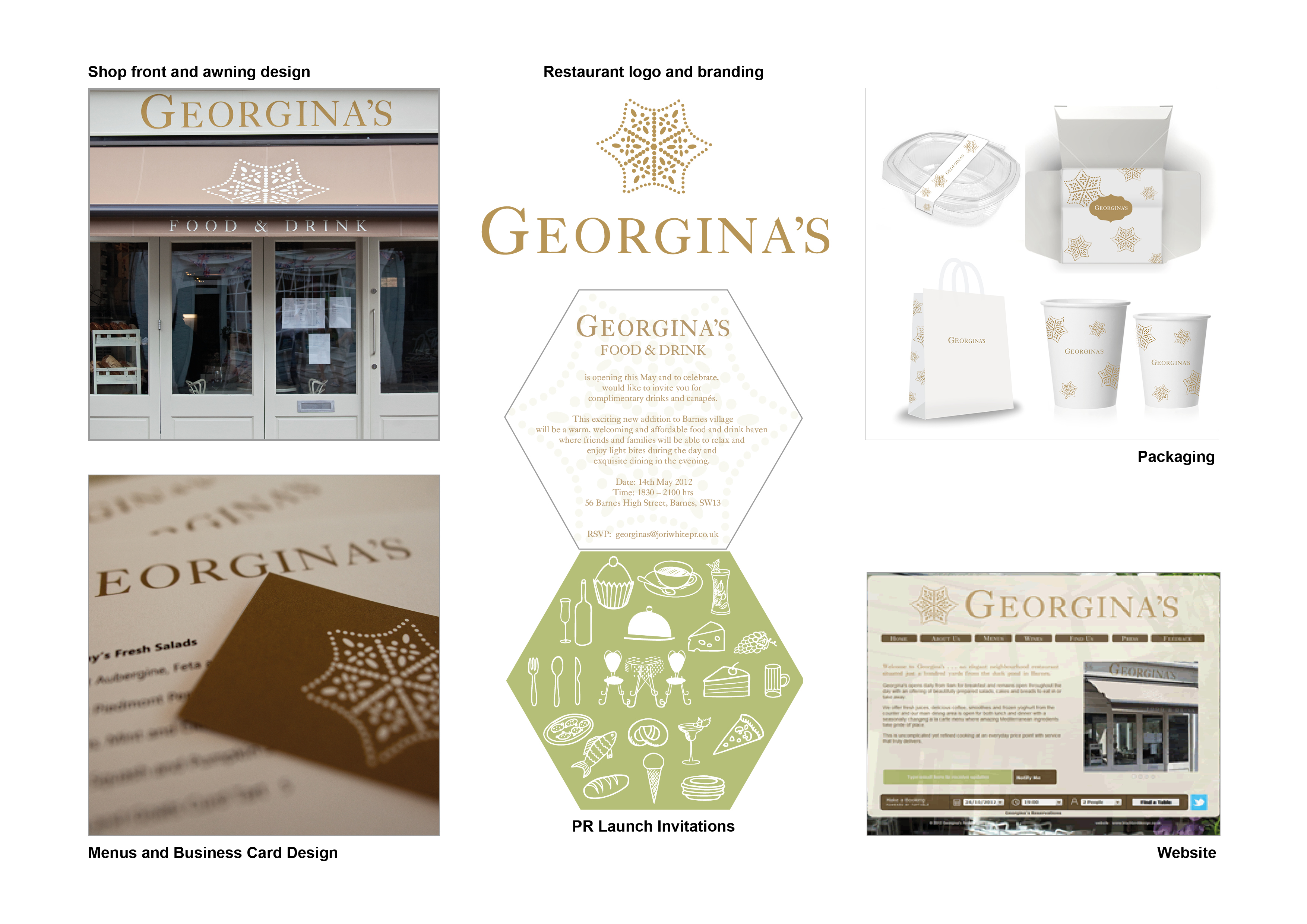 Georgina's Restaurant: Restaurant signage, Menus, Business Cards, Packaging, Vouchers, Advertising and Website